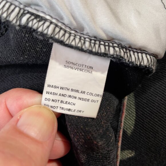 Vintage Lovey U-Dear Floral Midi Skirt Black Sunflower Print Raw Hem Slit Size L - Picture 13 of 14